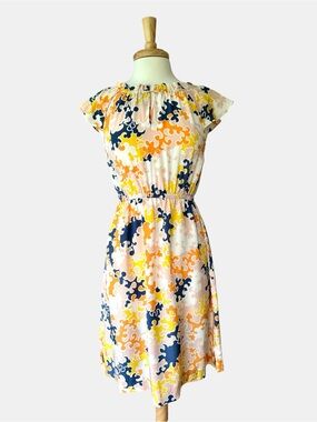 Anthropologie Vanessa Virginia Puzzled Pieces 100% Silk Tassel Dress US 2